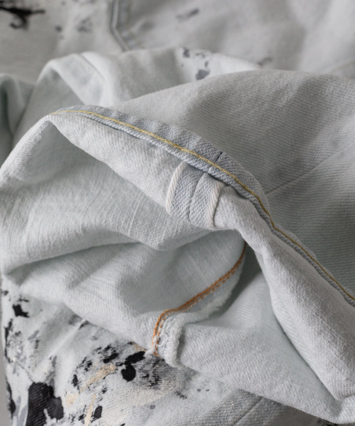 【INTÉRIM】MILK PAINT WWII 1943 HEAVY KIBATA SHUTTLE DENIM JEANS - P.B.WHITE