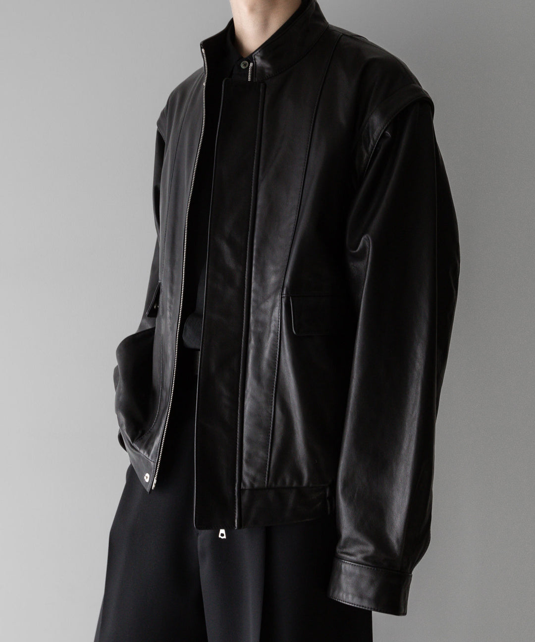 stein(シュタイン)の24SSコレクションDETACHABLE SLEEVES LEATHER BLOUSONのBLACK sessionセッション福岡セレクトショップ 公式通販サイト