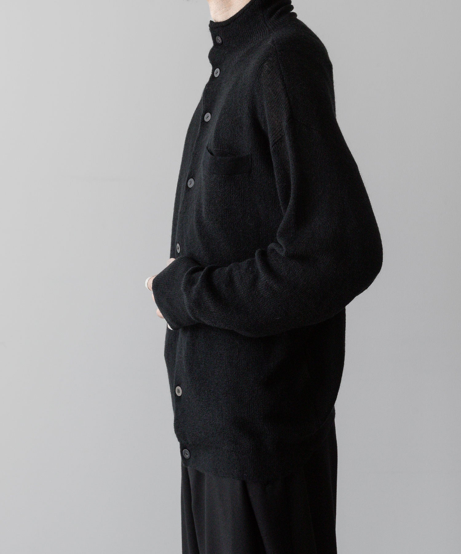 【ANTHEM A】HAND EMBROIDERY MOHAIR NYLON CARDIGAN - BLACK