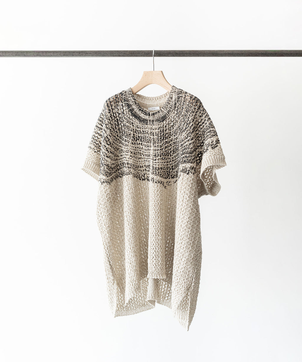 【Khéiki】ケイキのサマーニット PRINTED PANEL SWEATER - L.GRAY