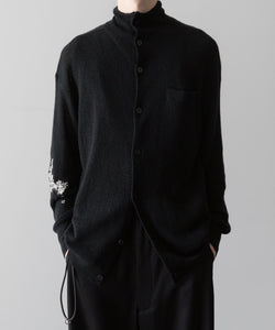 【ANTHEM A】HAND EMBROIDERY MOHAIR NYLON CARDIGAN - BLACK