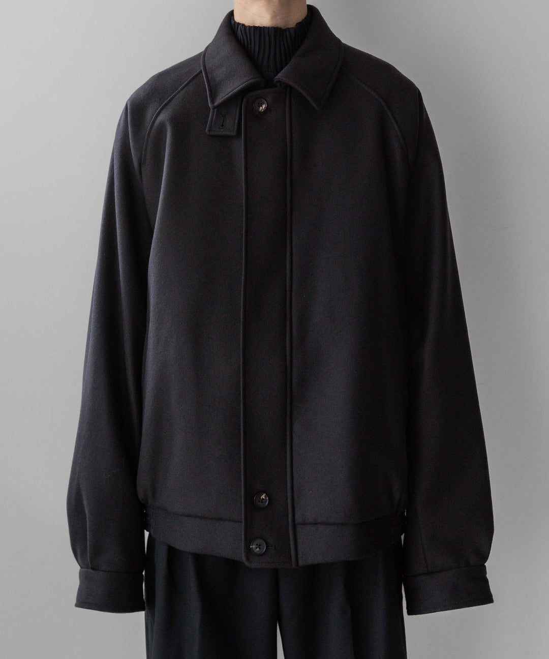 stein(シュタイン)の23AWコレクションOVERSIZED MELTON HARRINGTON ZIP JACKETのDARK CHARCOAL