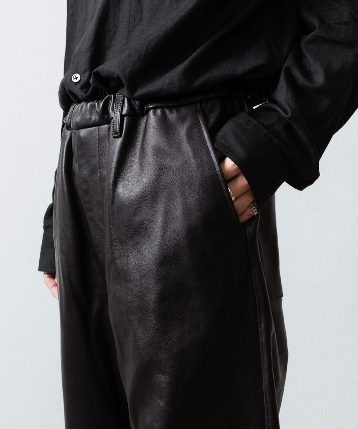 【ssstein】SHEEP LEATHER EASY TROUSERS - GREY BROWN