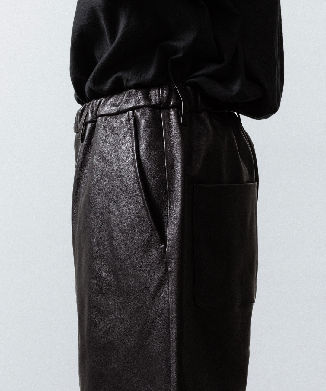 【ssstein】SHEEP LEATHER EASY TROUSERS - GREY BROWN