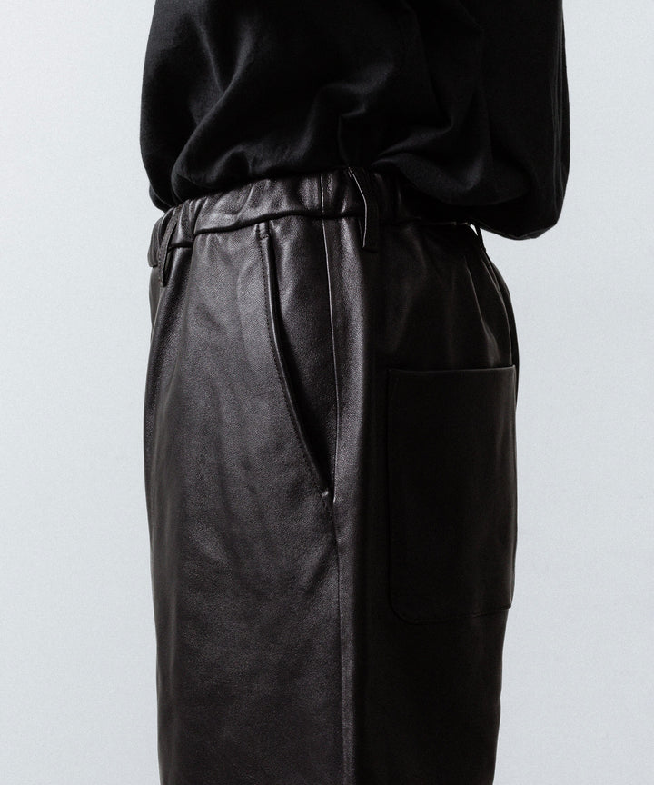 【ssstein】SHEEP LEATHER EASY TROUSERS - GREY BROWN