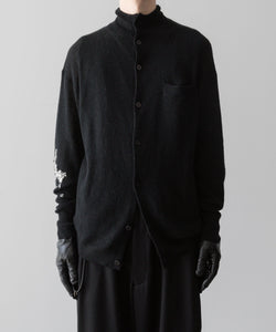 【ANTHEM A】HAND EMBROIDERY MOHAIR NYLON CARDIGAN - BLACK