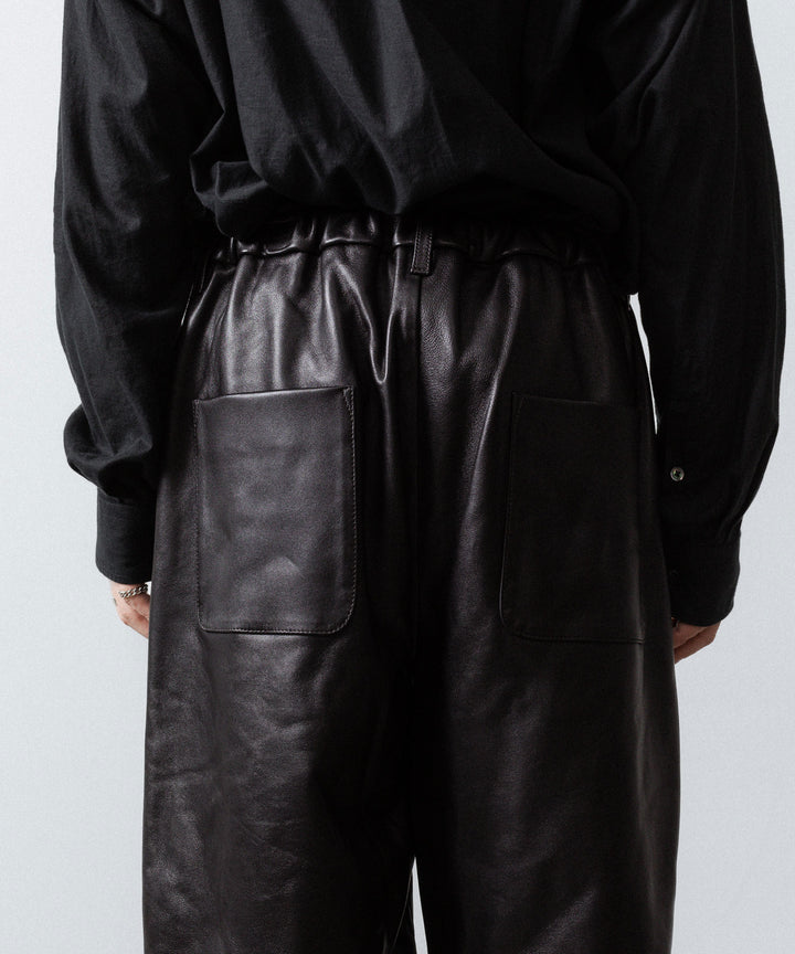 【ssstein】SHEEP LEATHER EASY TROUSERS - GREY BROWN