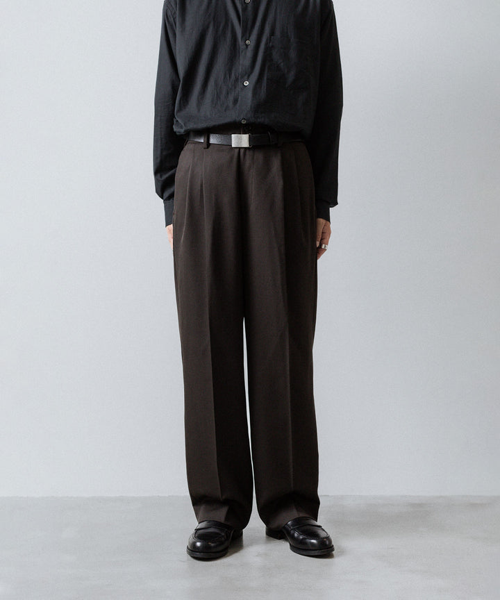 ssstein(シュタイン)のTWO TUCK EASY TROUSERS (2/60 WOOL GABARDINE) - MILITARY KHAKIの公式通販サイトsession福岡セレクトショップ
