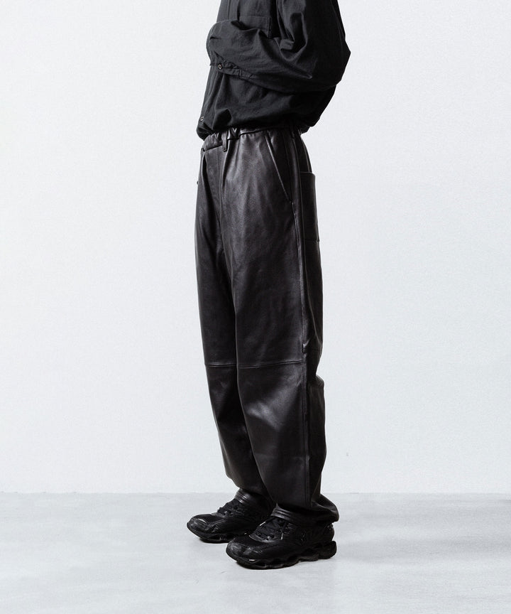 【ssstein】SHEEP LEATHER EASY TROUSERS - GREY BROWN