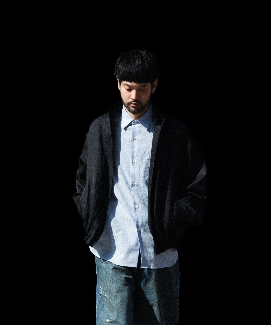 ssstein(シュタイン)のVIS/LI BRIGHT TWILL SHIRRED LIGHT ZIP JACKET - BLACKの公式通販サイトsession福岡セレクトショップ