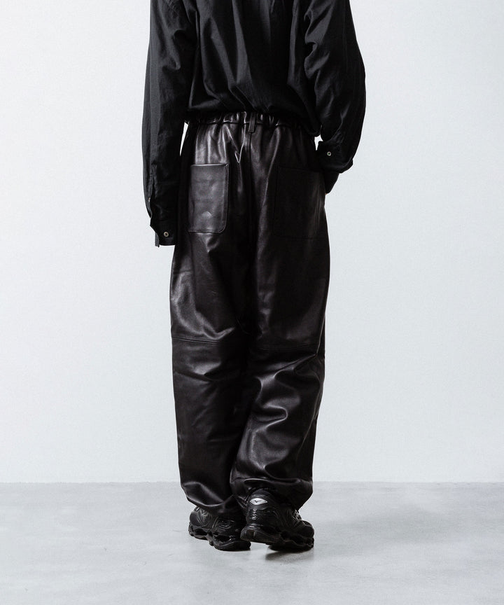 【ssstein】SHEEP LEATHER EASY TROUSERS - GREY BROWN