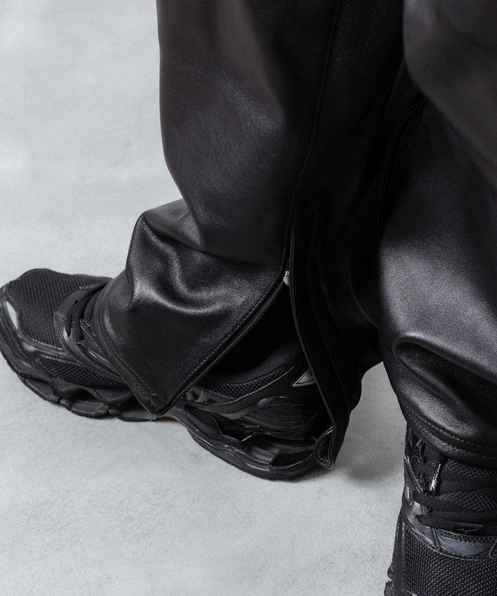 【ssstein】SHEEP LEATHER EASY TROUSERS - GREY BROWN