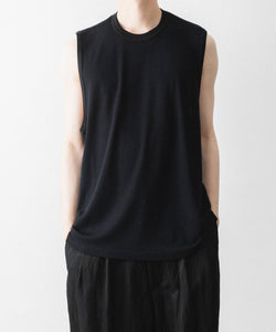 ssstein / シュタイン】FINE WOOL OVERSIZED NO SLEEVE TEE - BLACK