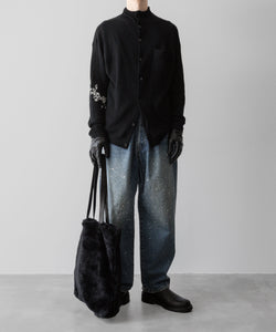 【ANTHEM A】HAND EMBROIDERY MOHAIR NYLON CARDIGAN - BLACK