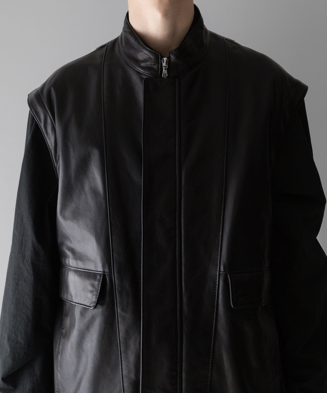 stein(シュタイン)の24SSコレクションDETACHABLE SLEEVES LEATHER BLOUSONのBLACK sessionセッション福岡セレクトショップ 公式通販サイト