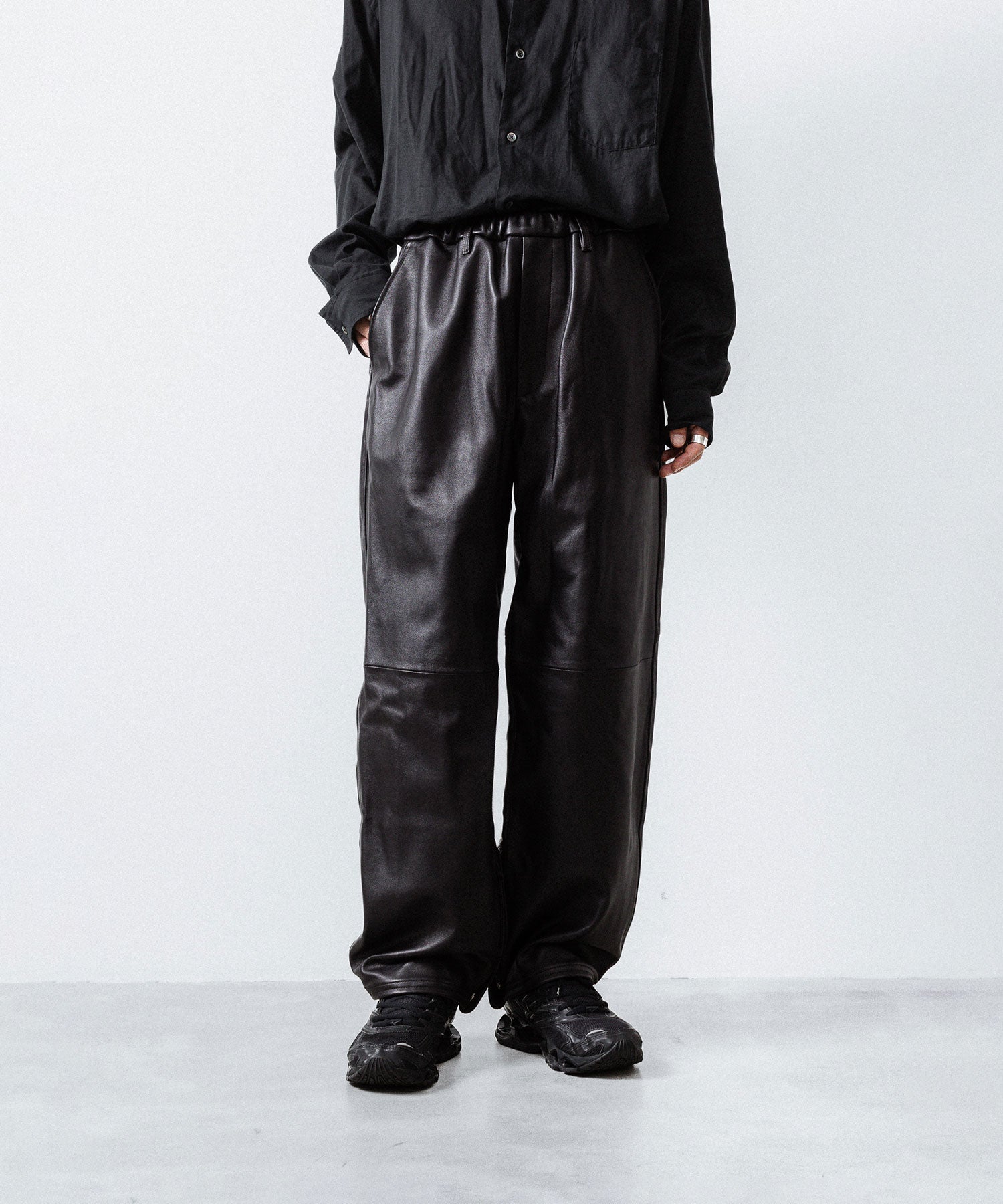 ssstein / シュタイン】SHEEP LEATHER EASY TROUSERS - GREY BROWN