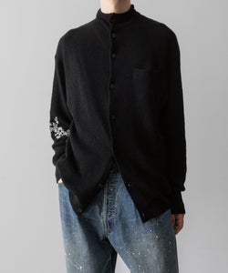 【ANTHEM A】HAND EMBROIDERY MOHAIR NYLON CARDIGAN - BLACK