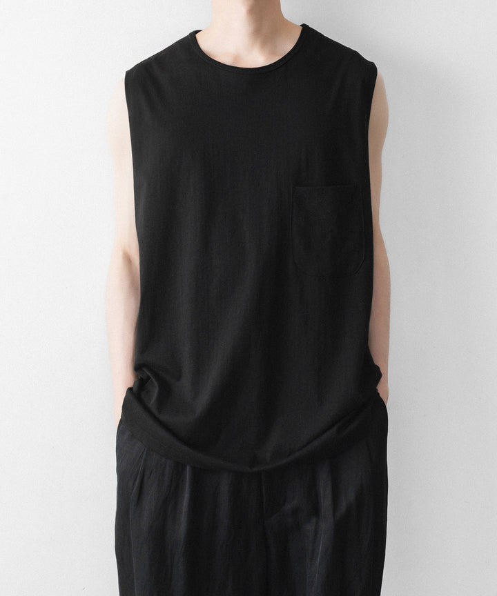 phebus フィーバスのCOTTN JERSEY SLEEVELESS SHIRTのBLACK 公式通販サイトsession福岡セレクトショップ