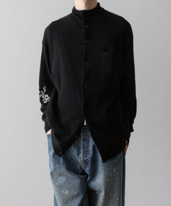 【ANTHEM A】HAND EMBROIDERY MOHAIR NYLON CARDIGAN - BLACK