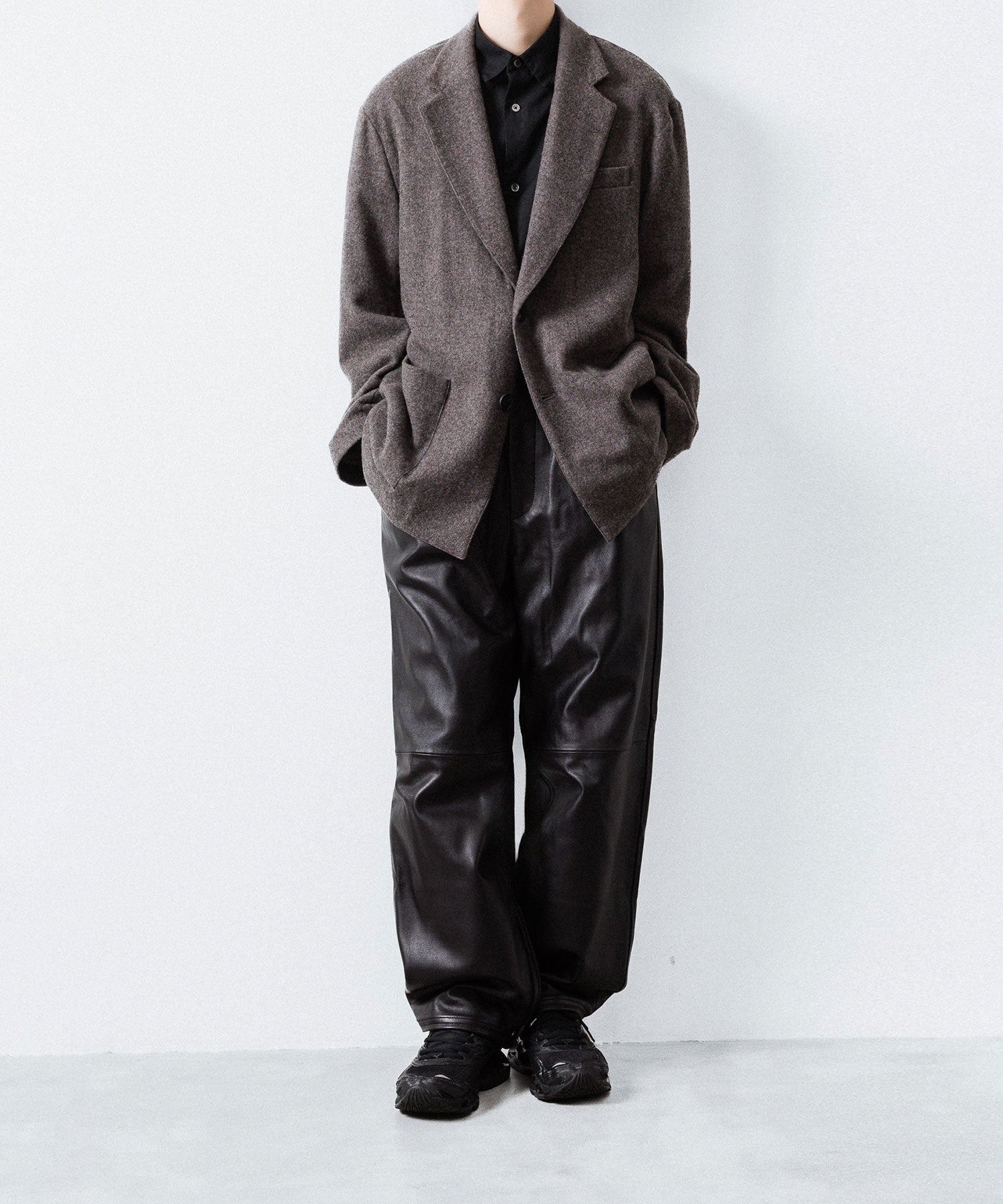ssstein / シュタイン】SHEEP LEATHER EASY TROUSERS - GREY BROWN