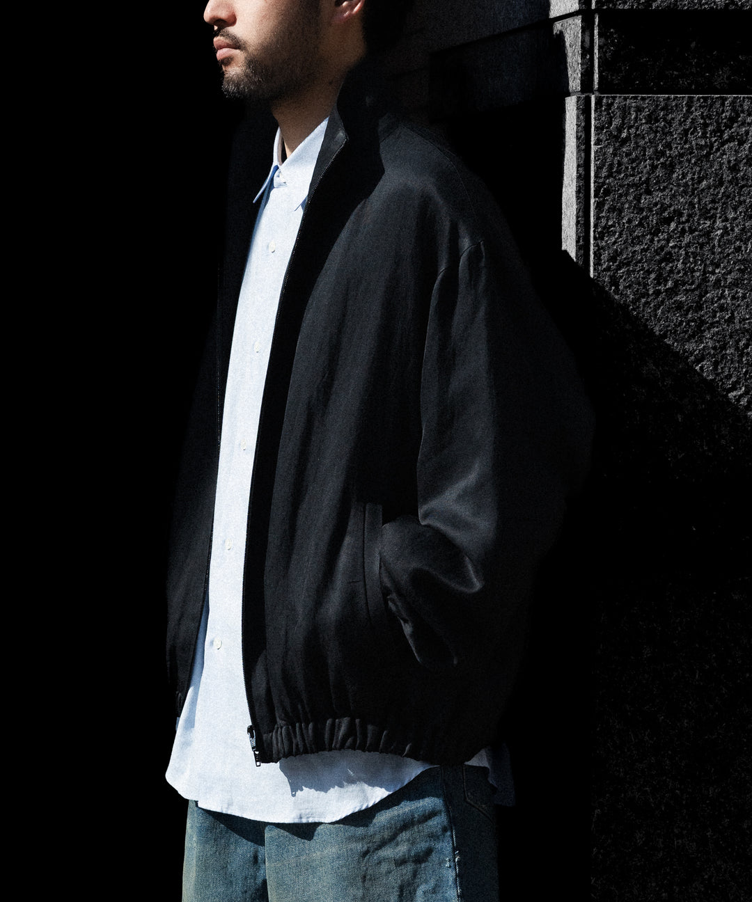 ssstein(シュタイン)のVIS/LI BRIGHT TWILL SHIRRED LIGHT ZIP JACKET - BLACKの公式通販サイトsession福岡セレクトショップ