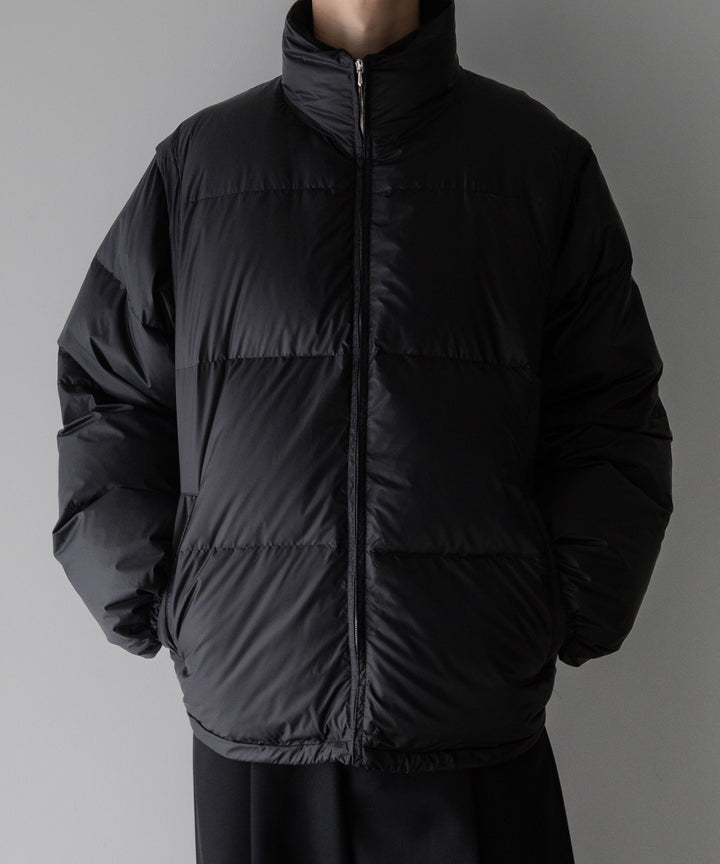 【stein】DETACHABLE SLEEVES CROPPED DOWN JACKET - BLACK