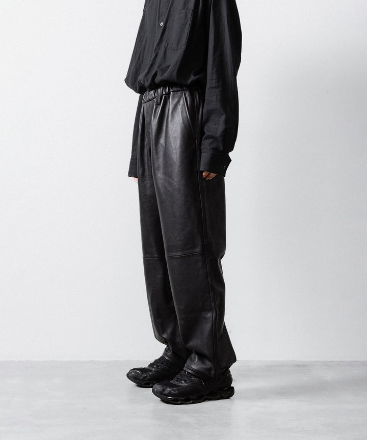 【ssstein】SHEEP LEATHER EASY TROUSERS - BLACK