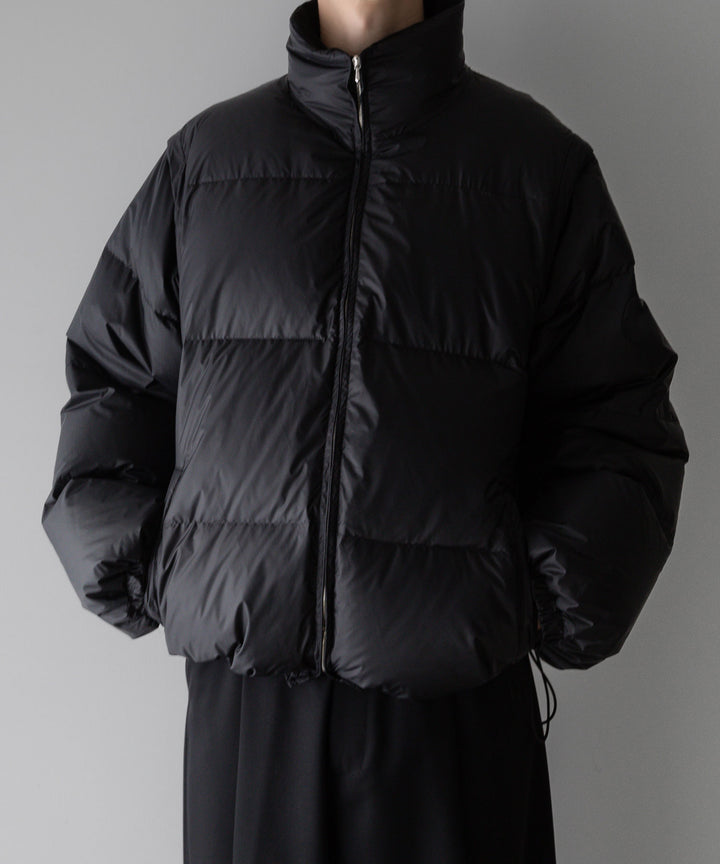 【stein】DETACHABLE SLEEVES CROPPED DOWN JACKET - BLACK