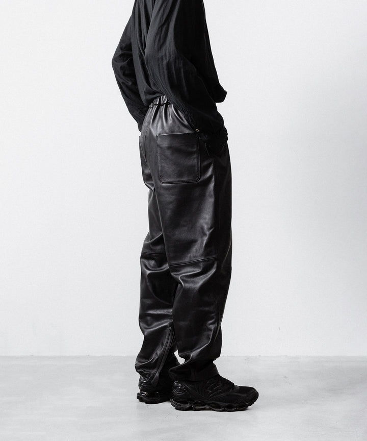 【ssstein】SHEEP LEATHER EASY TROUSERS - BLACK