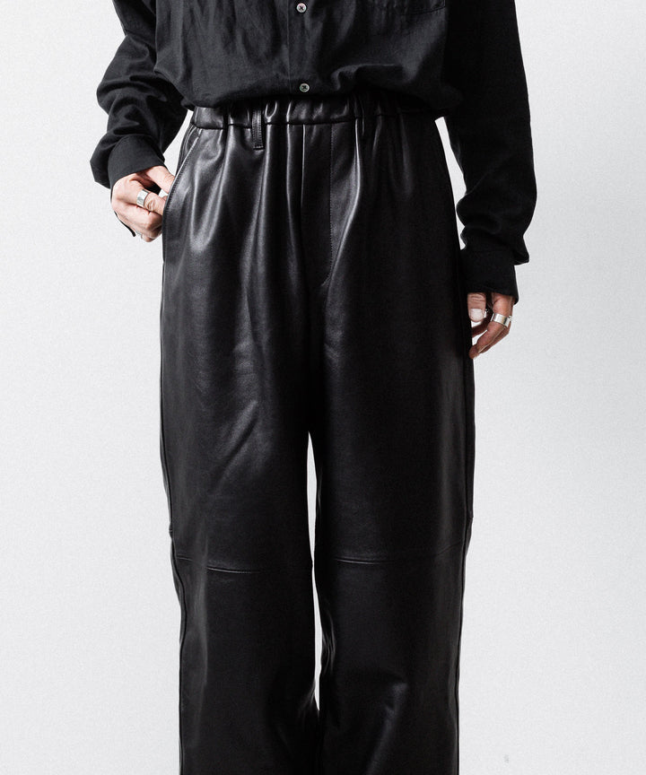 【ssstein】SHEEP LEATHER EASY TROUSERS - BLACK