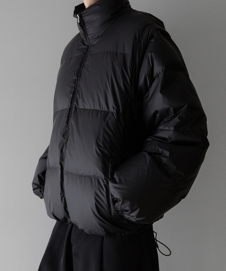 【stein】DETACHABLE SLEEVES CROPPED DOWN JACKET - BLACK