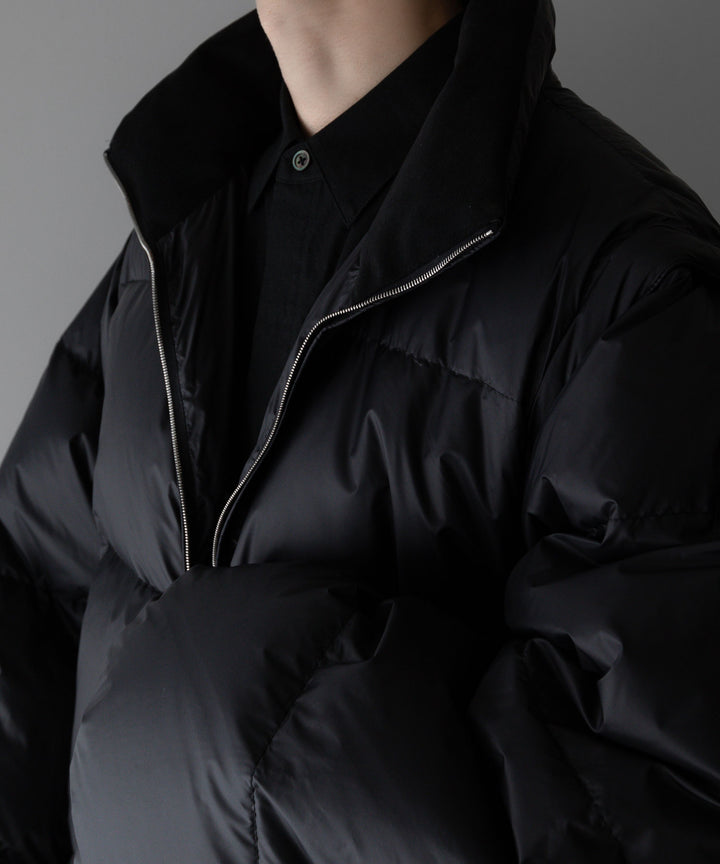 【stein】DETACHABLE SLEEVES CROPPED DOWN JACKET - BLACK