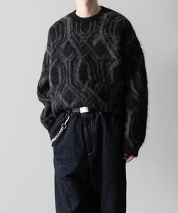 【ANTHEM A】ALPACA WOOL INTASIA KNIT PULLOVER - BLACK