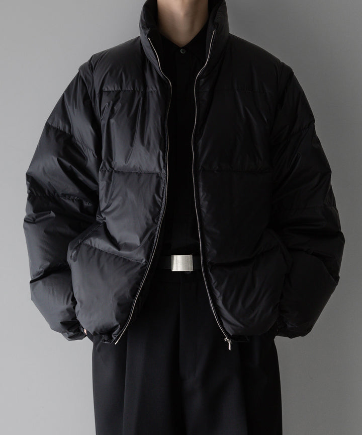 【stein】DETACHABLE SLEEVES CROPPED DOWN JACKET - BLACK