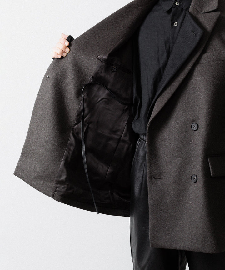 【ssstein】OVERSIZED DOUBLE LAPELED JACKET - GREY KHAKI