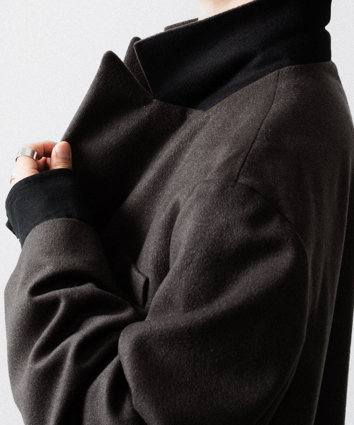 【ssstein】OVERSIZED DOUBLE LAPELED JACKET - GREY KHAKI