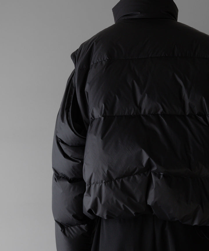 【stein】DETACHABLE SLEEVES CROPPED DOWN JACKET - BLACK