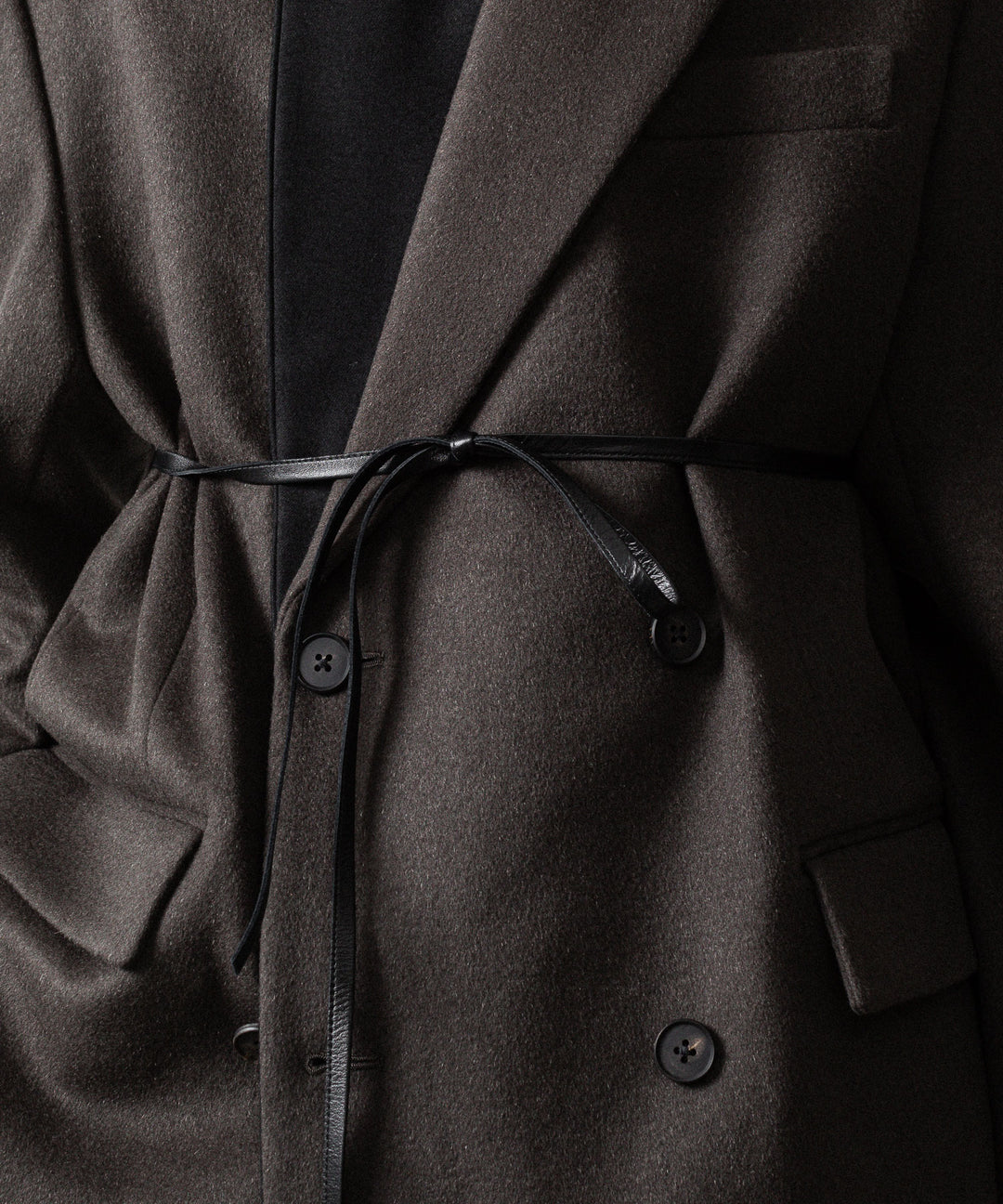 【ssstein】OVERSIZED DOUBLE LAPELED JACKET - GREY KHAKI