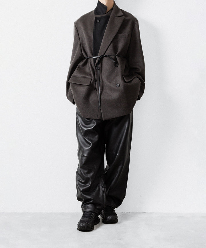 【ssstein】OVERSIZED DOUBLE LAPELED JACKET - GREY KHAKI