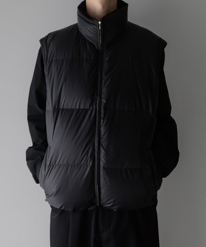【stein】DETACHABLE SLEEVES CROPPED DOWN JACKET - BLACK