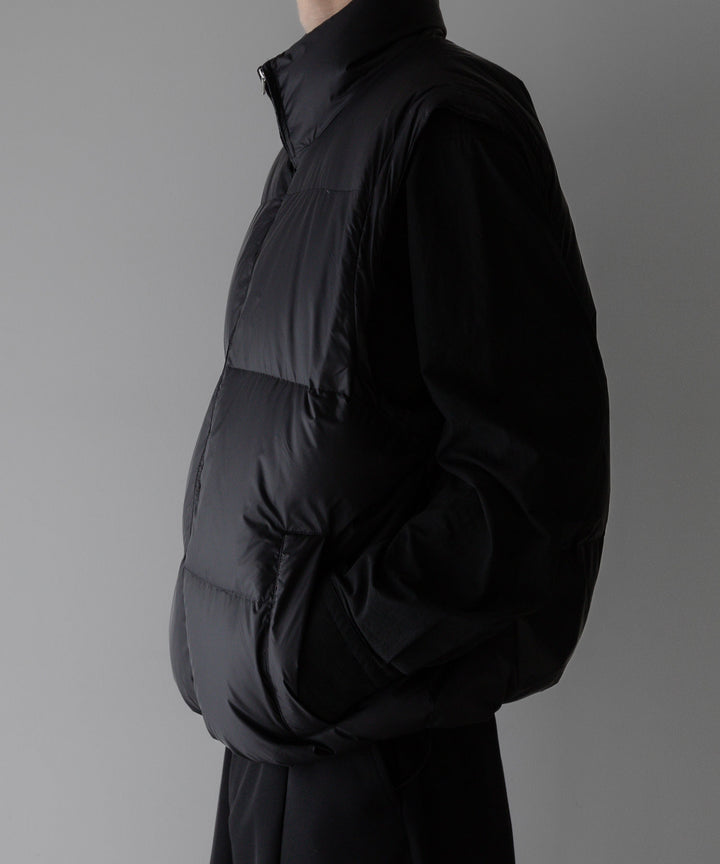 【stein】DETACHABLE SLEEVES CROPPED DOWN JACKET - BLACK