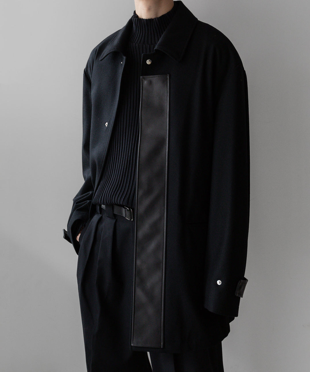 stein(シュタイン)の23AWコレクションLEATHER FLY FRONT LONG JACKETのBLACK 公式通販サイトsession福岡セレクトショップ