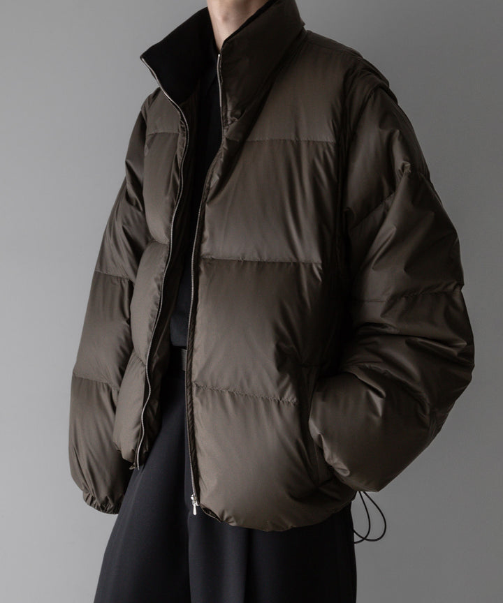 【stein】DETACHABLE SLEEVES CROPPED DOWN JACKET - MILITARY KHAKI