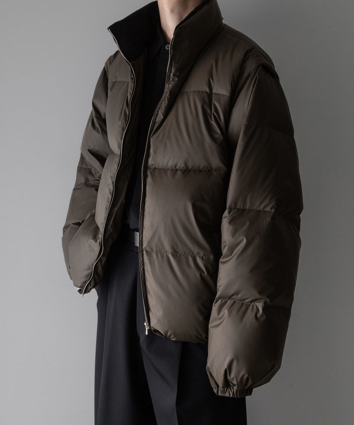 【stein】DETACHABLE SLEEVES CROPPED DOWN JACKET - MILITARY KHAKI