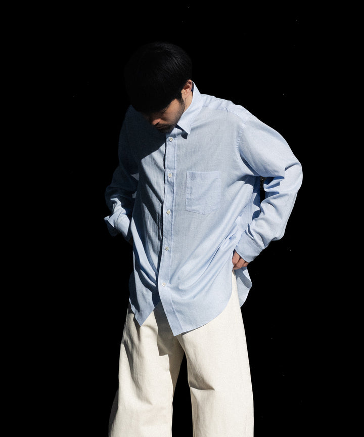 【ssstein】COTTON SILK OVERSIZED PLACKET SHIRT - SAX