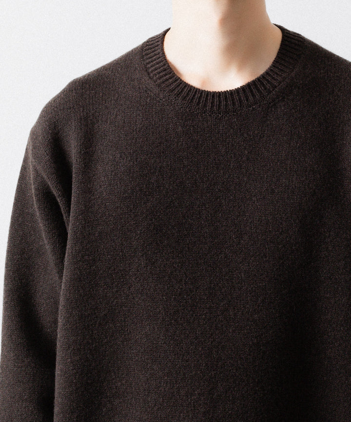 【ssstein】EXTRA FINE WOOL WARM KNIT CREW NECK LS - DARK BROWN