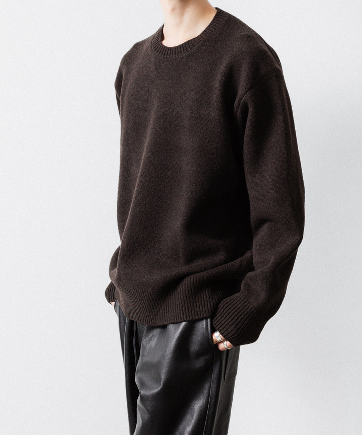 【ssstein】EXTRA FINE WOOL WARM KNIT CREW NECK LS - DARK BROWN