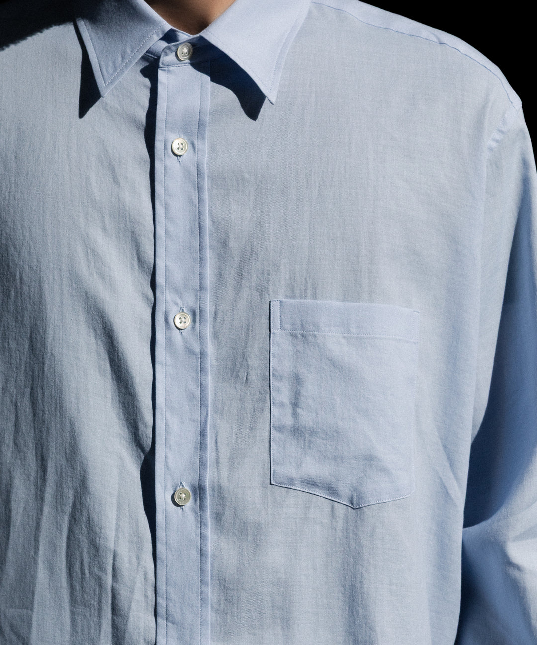 【ssstein】COTTON SILK OVERSIZED PLACKET SHIRT - SAX