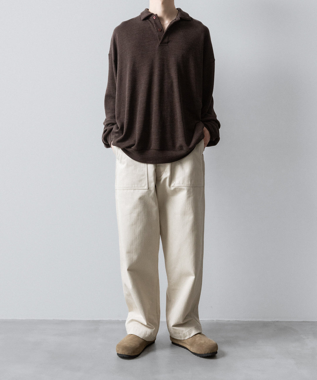 【INTÉRIM】ORGANIC COTTON HBT TWILL BAKER PANTS - IVORY