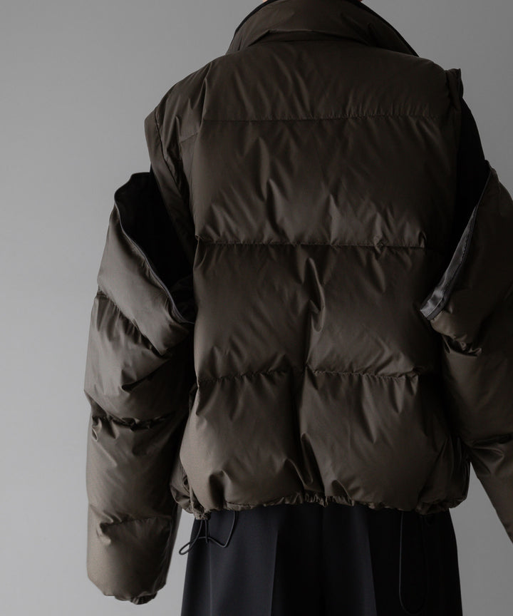 【stein】DETACHABLE SLEEVES CROPPED DOWN JACKET - MILITARY KHAKI